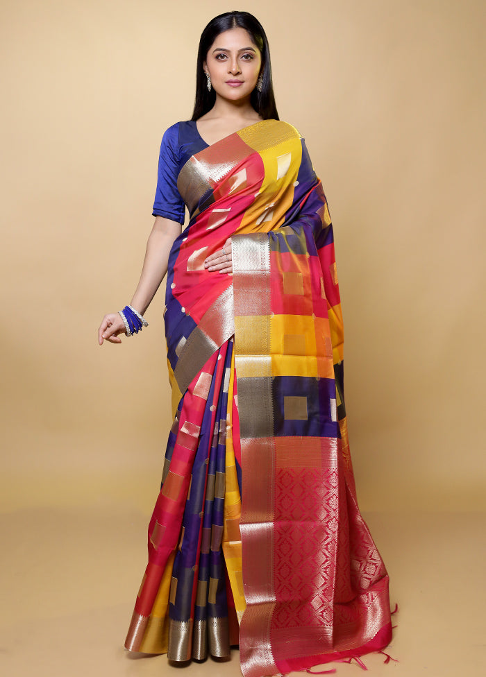 Yellow Kanjivaram Silk Saree With Blouse Piece