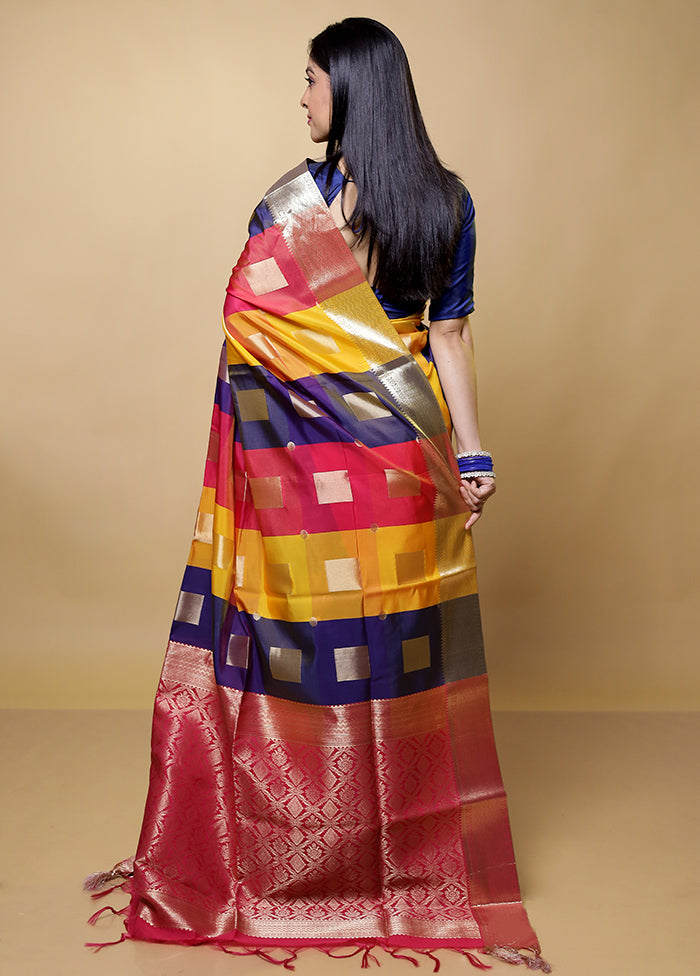 Yellow Kanjivaram Silk Saree With Blouse Piece