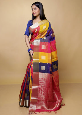 Yellow Kanjivaram Silk Saree With Blouse Piece