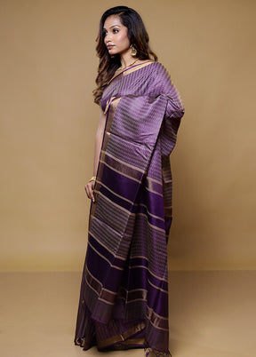 Purple Tussar Silk Saree With Blouse Piece