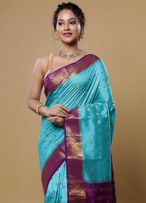 Green Dupion Silk Saree With Blouse Piece