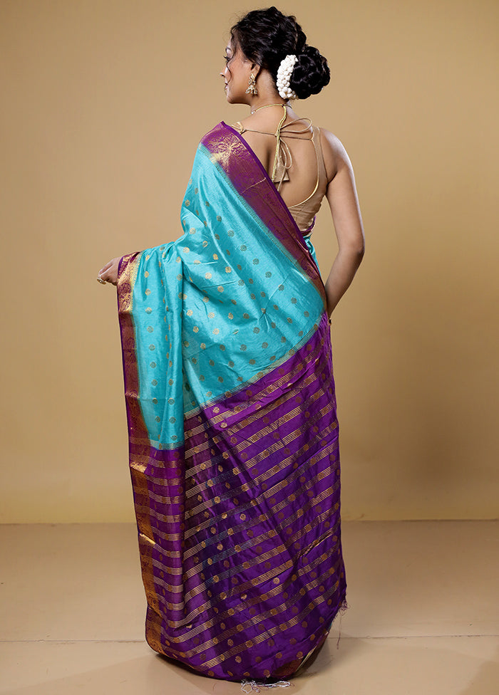 Green Dupion Silk Saree With Blouse Piece