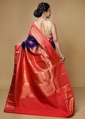 Purple Kanjivaram Silk Saree With Blouse Piece