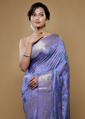 Grey Dupion Silk Saree With Blouse Piece