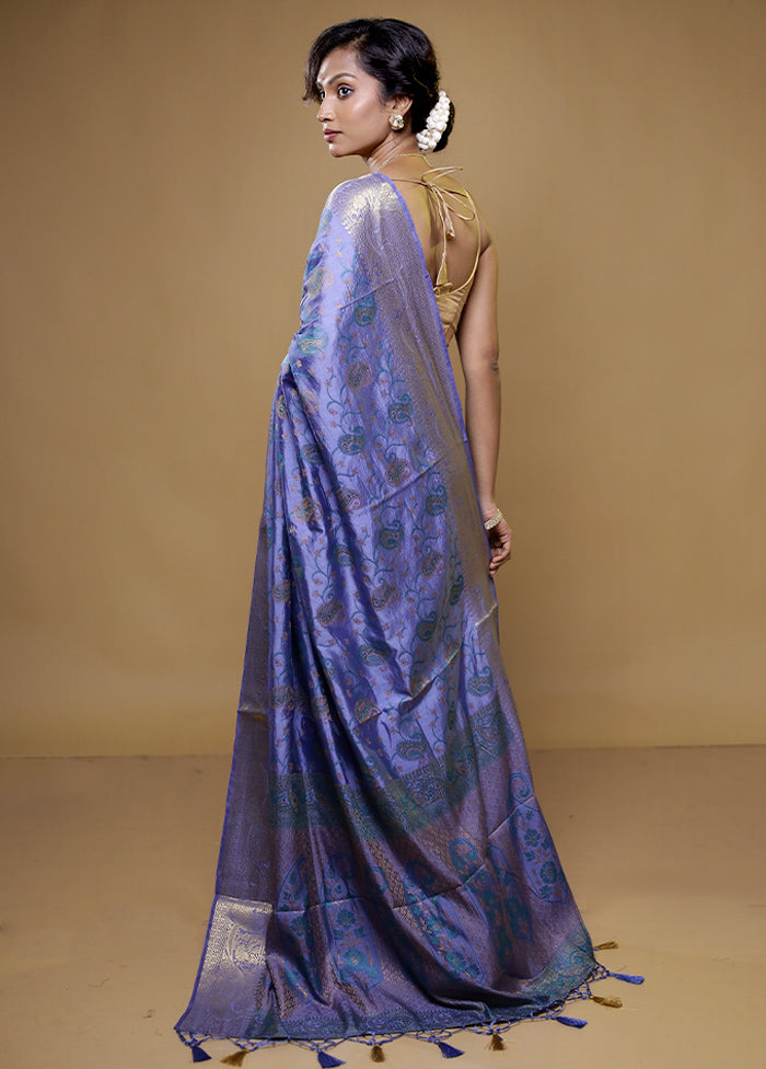 Grey Dupion Silk Saree With Blouse Piece