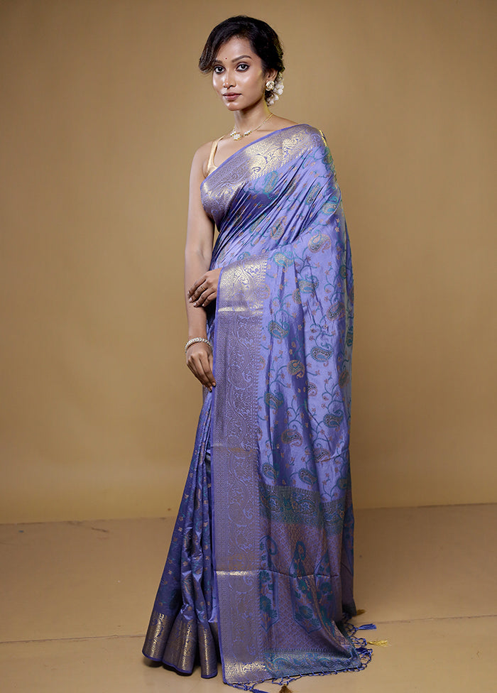 Grey Dupion Silk Saree With Blouse Piece