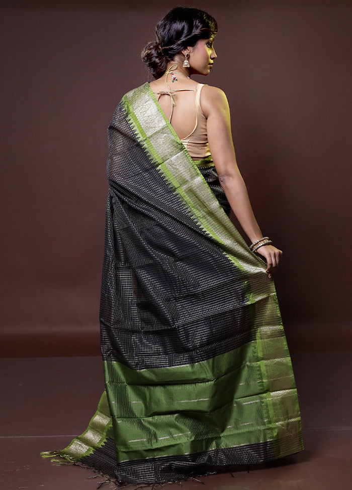 Black Cotton Saree With Blouse Piece