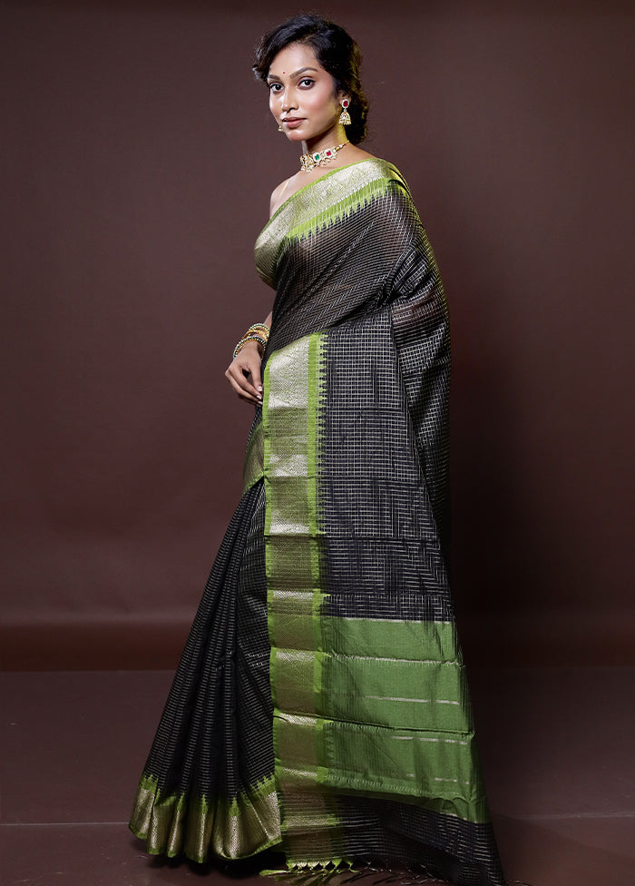 Black Cotton Saree With Blouse Piece