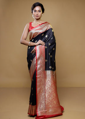 Black Katan Silk Saree With Blouse Piece