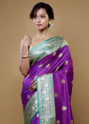 Purple Katan Silk Saree With Blouse Piece