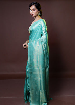 Green Dupion Silk Saree With Blouse Piece