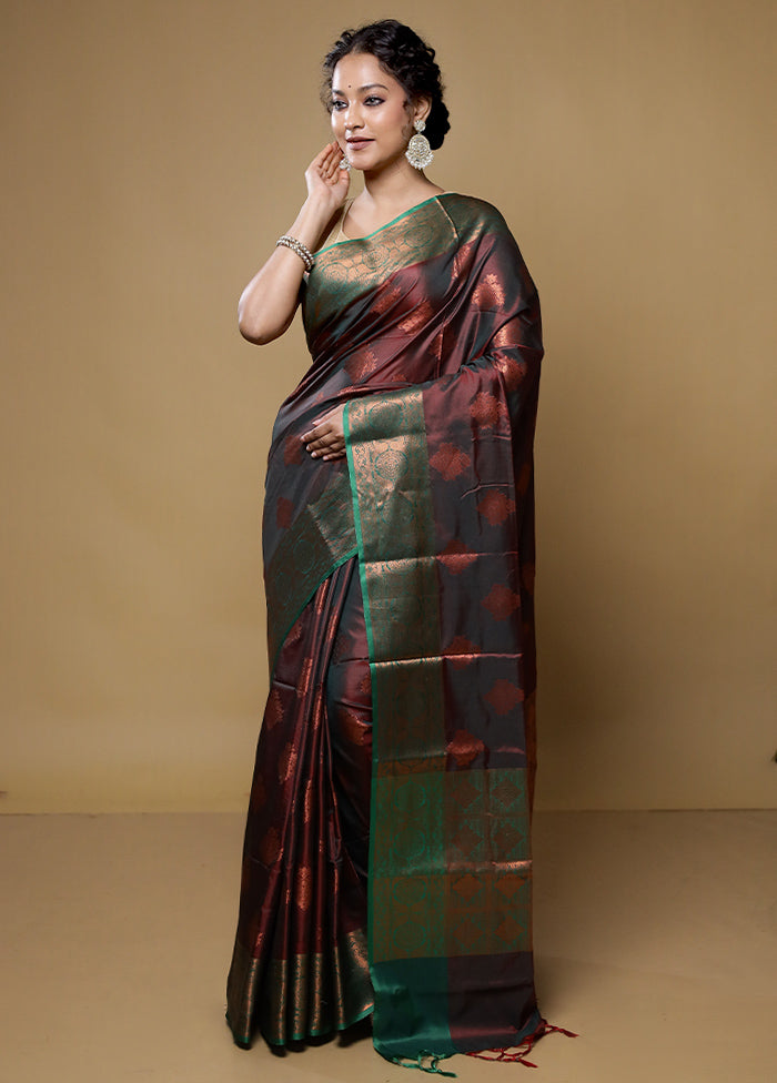 Green Dupion Silk Saree With Blouse Piece