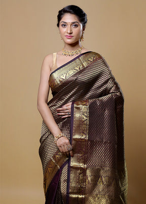 Maroon Kanjivaram Silk Saree With Blouse Piece