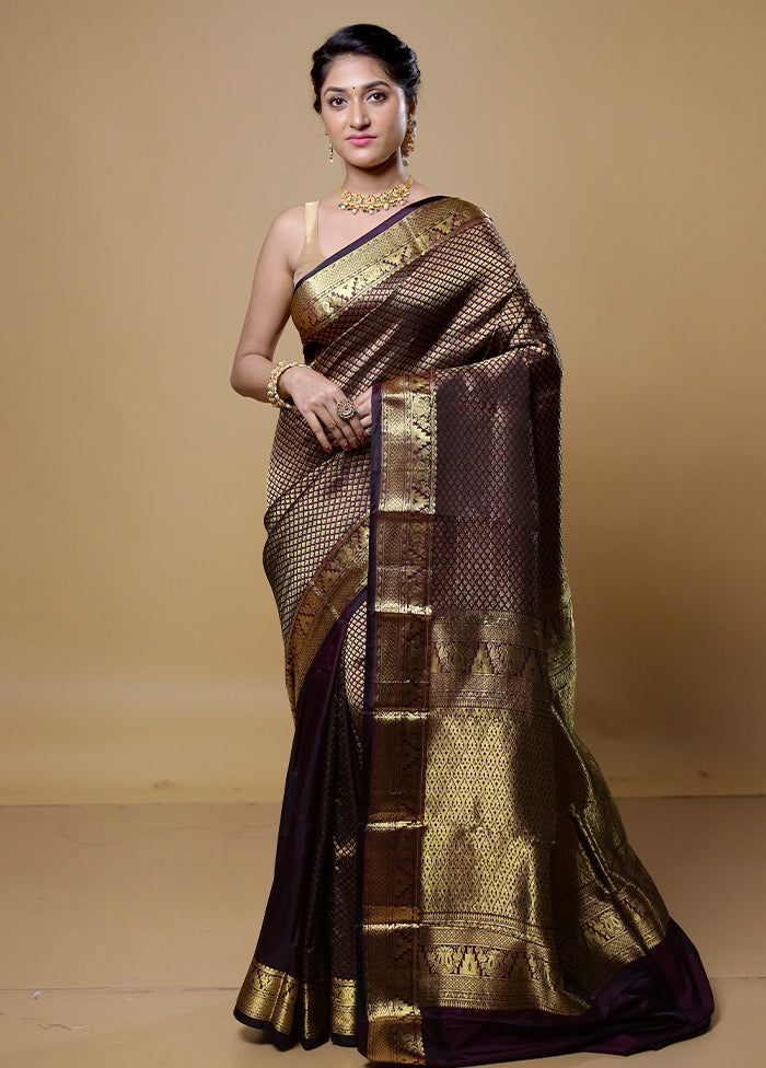 Maroon Kanjivaram Silk Saree With Blouse Piece