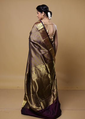 Maroon Kanjivaram Silk Saree With Blouse Piece