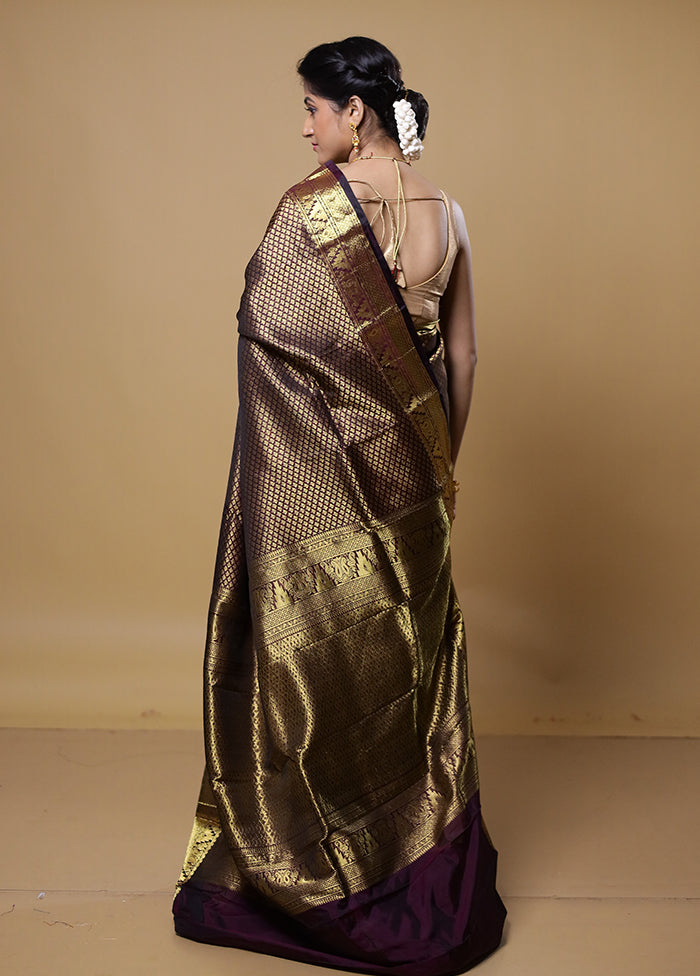 Maroon Kanjivaram Silk Saree With Blouse Piece