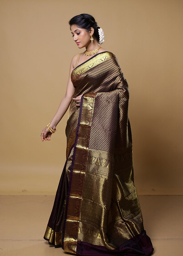 Maroon Kanjivaram Silk Saree With Blouse Piece