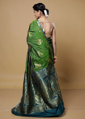 Green Kanjivaram Silk Saree With Blouse Piece