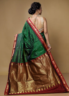 Green Kanjivaram Silk Saree With Blouse Piece