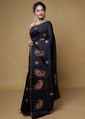 Black Kanjivaram Silk Saree With Blouse Piece