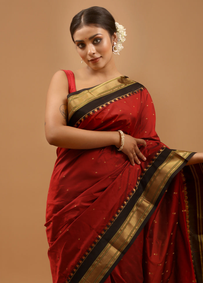 Maroon Kanjivaram Silk Saree With Blouse Piece