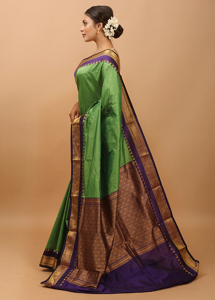 Green Kanjivaram Silk Saree With Blouse Piece