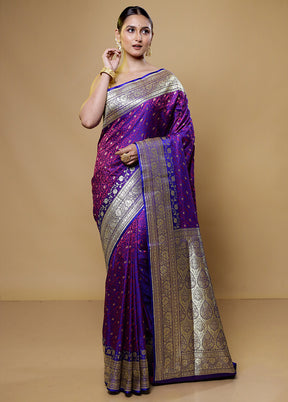 Purple Tanchoi Silk Saree With Blouse Piece