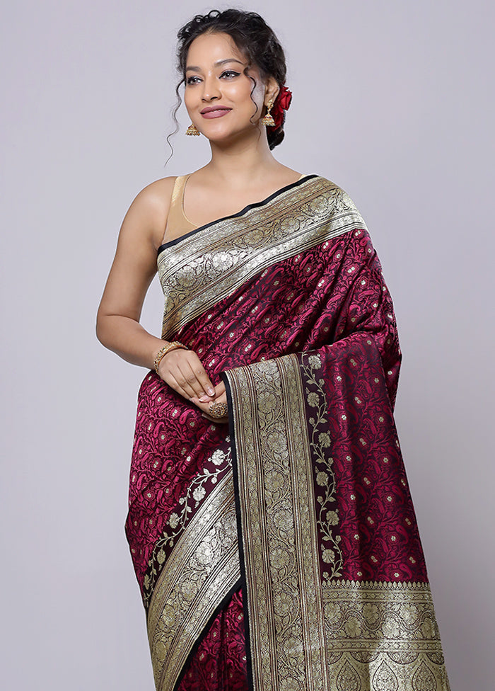 Maroon Tanchoi Silk Saree With Blouse Piece