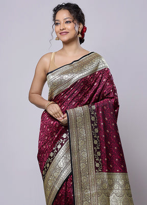 Maroon Tanchoi Silk Saree With Blouse Piece