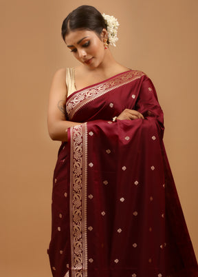 Purple Banarasi Silk Saree With Blouse Piece