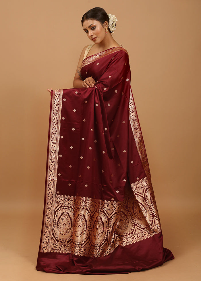 Purple Banarasi Silk Saree With Blouse Piece