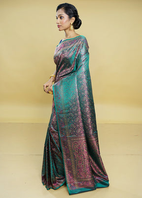 Green Tanchoi Silk Saree With Blouse Piece