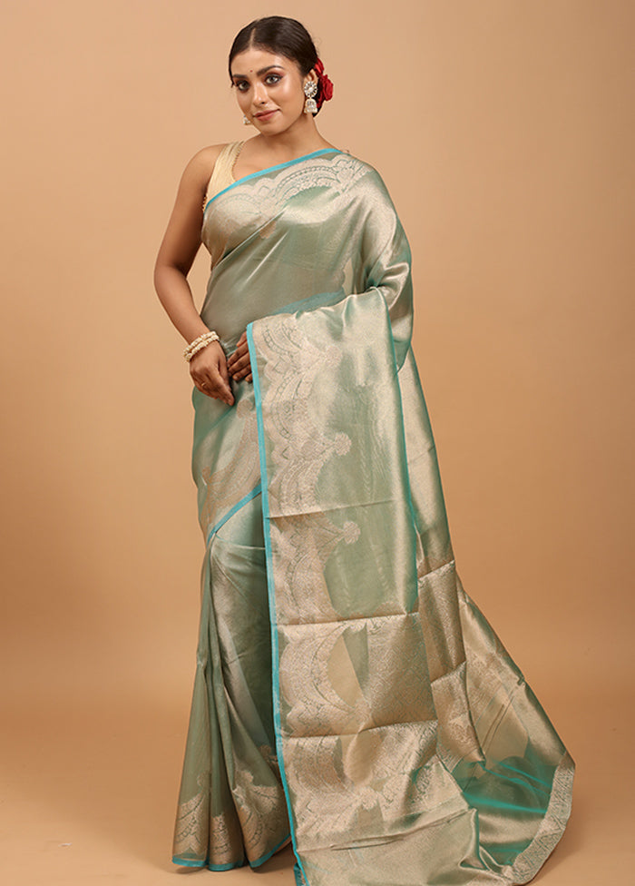 Green Tissue Silk Saree With Blouse Piece