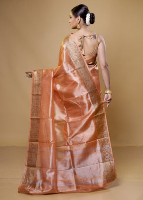 Rust Tissue Silk Saree With Blouse Piece