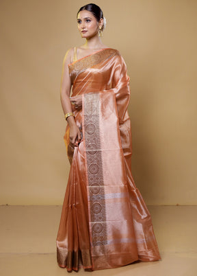 Rust Tissue Silk Saree With Blouse Piece