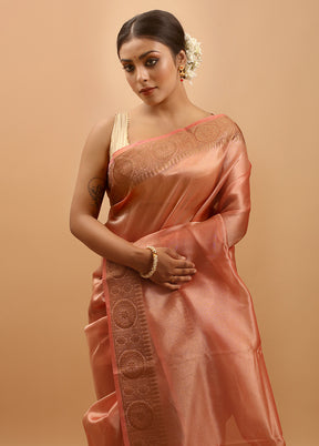 Rust Tissue Silk Saree With Blouse Piece