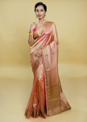 Rust Tissue Silk Saree With Blouse Piece