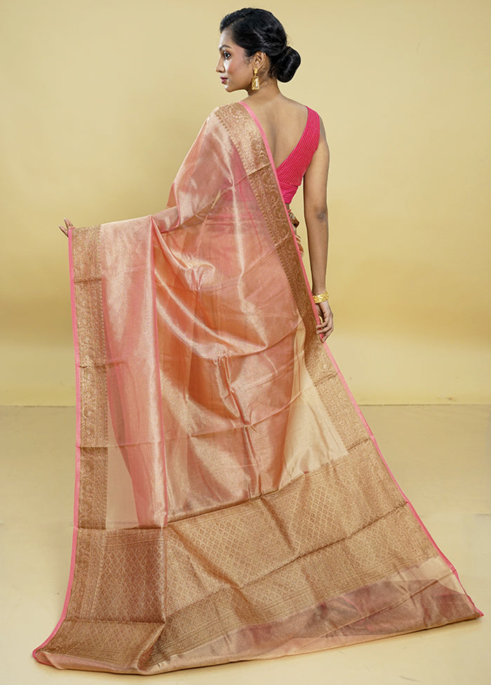 Rust Tissue Silk Saree With Blouse Piece