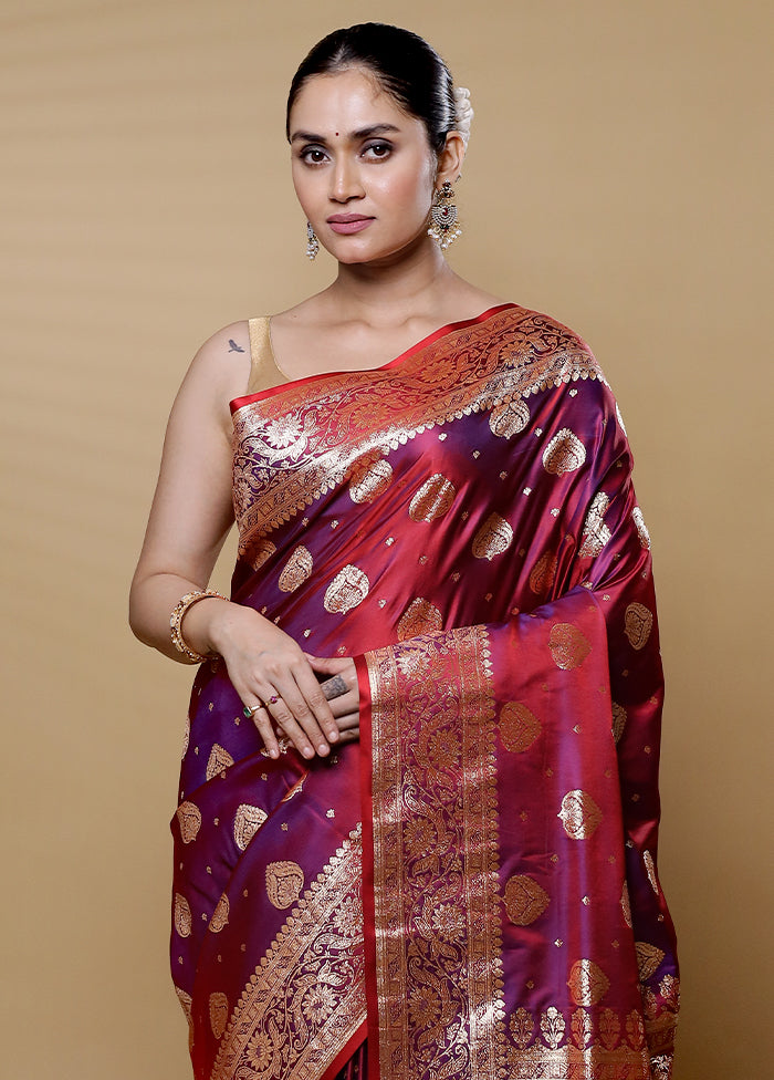 Pink Banarasi Silk Saree With Blouse Piece