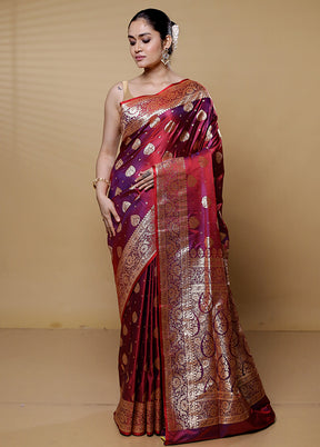 Pink Banarasi Silk Saree With Blouse Piece