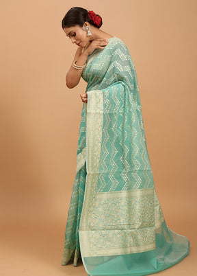 Green Kora Silk Saree With Blouse Piece