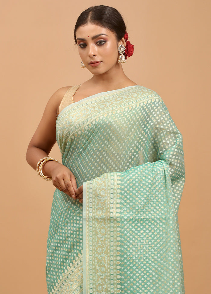 Green Kora Silk Saree With Blouse Piece