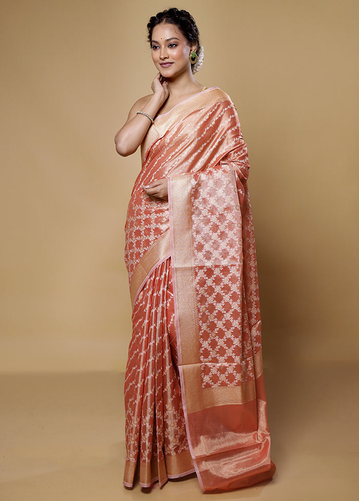 Pink Kora Silk Saree With Blouse Piece