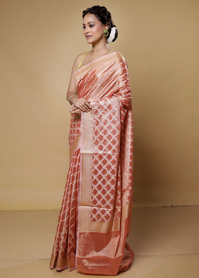 Pink Kora Silk Saree With Blouse Piece