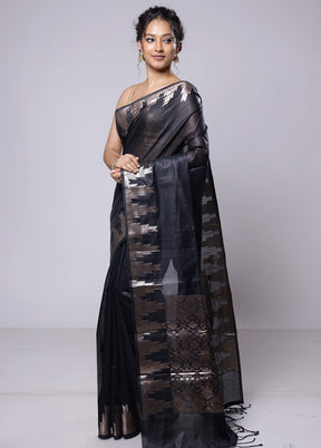 Black Cotton Saree With Blouse Piece