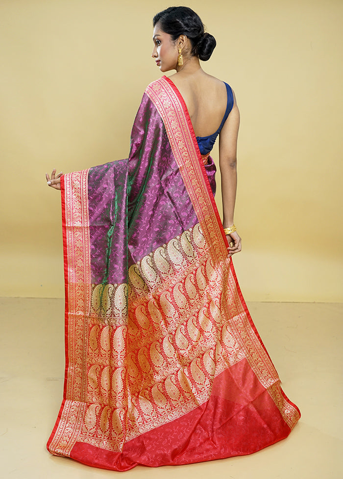 Purple Dupion Silk Saree With Blouse Piece