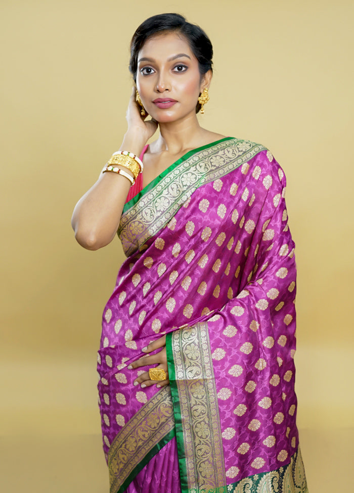 Purple Dupion Silk Saree With Blouse Piece