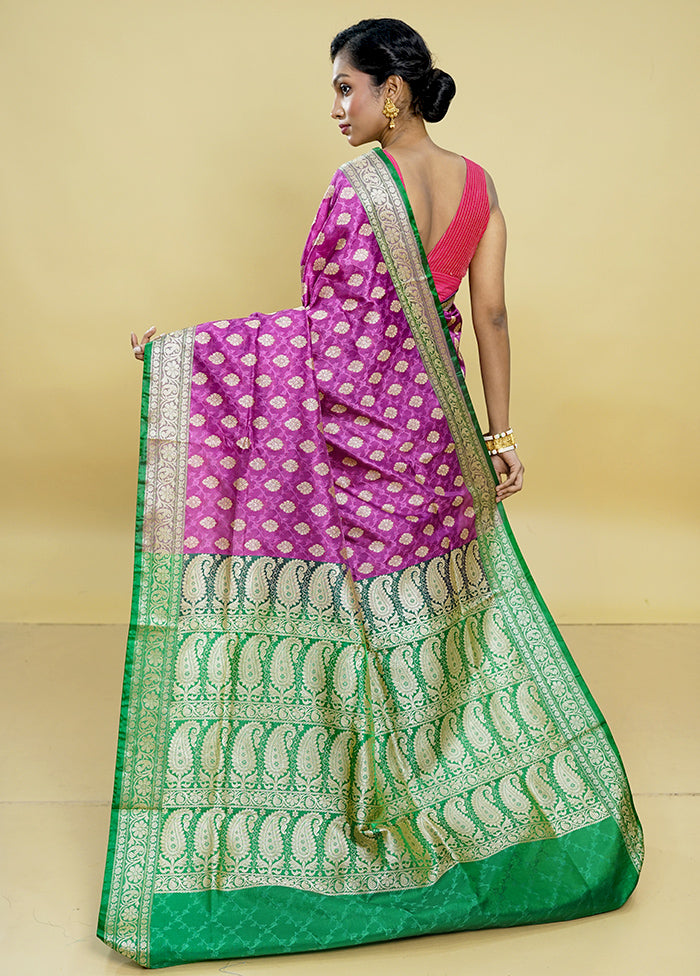 Purple Dupion Silk Saree With Blouse Piece