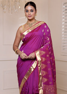 Purple Kanjivaram Silk Saree With Blouse Piece