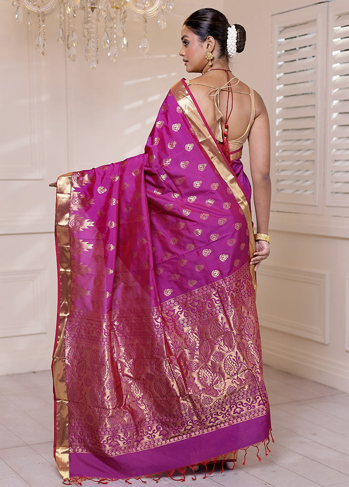 Purple Kanjivaram Silk Saree With Blouse Piece